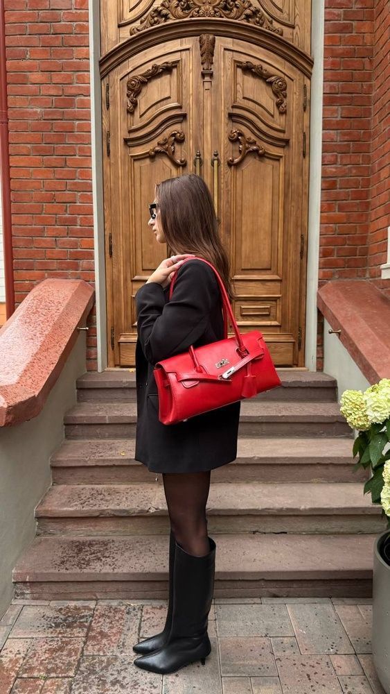 Жіноча сумка Olivia з натуральної шкіри &mdash; червона,срібна фурнітура С-177 фото