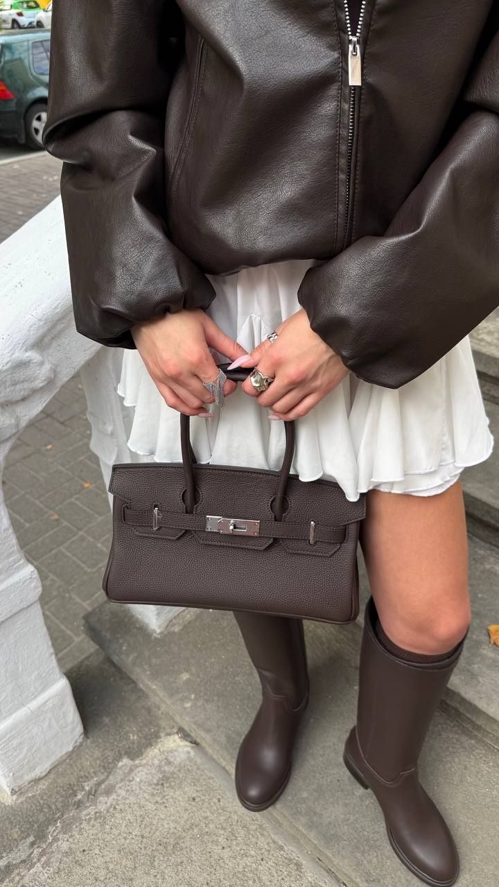 Жіноча сумка Olivia mini з натуральної шкіри &mdash; шоколад С-179 фото