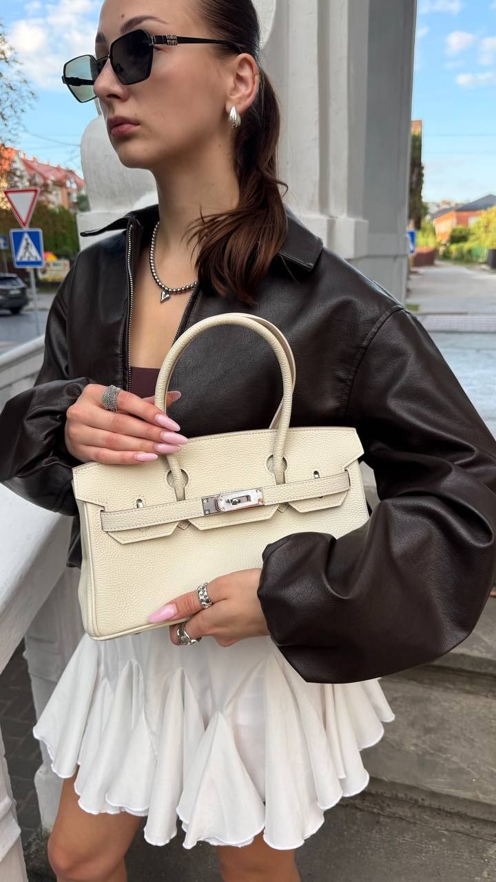 Жіноча сумка Olivia mini з натуральної шкіри &mdash; молочна С-180 фото